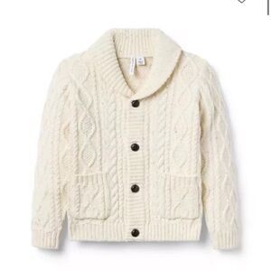 Janie and Jack Cream Cable-Knit Shawl Collar Cardigan